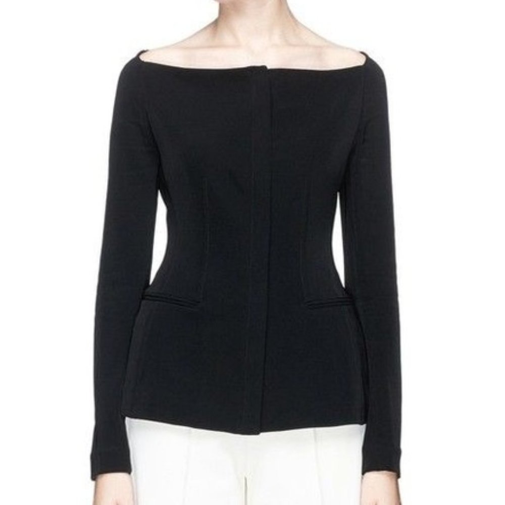 Theory Off the Shoulder Stretch Crepe Jacket